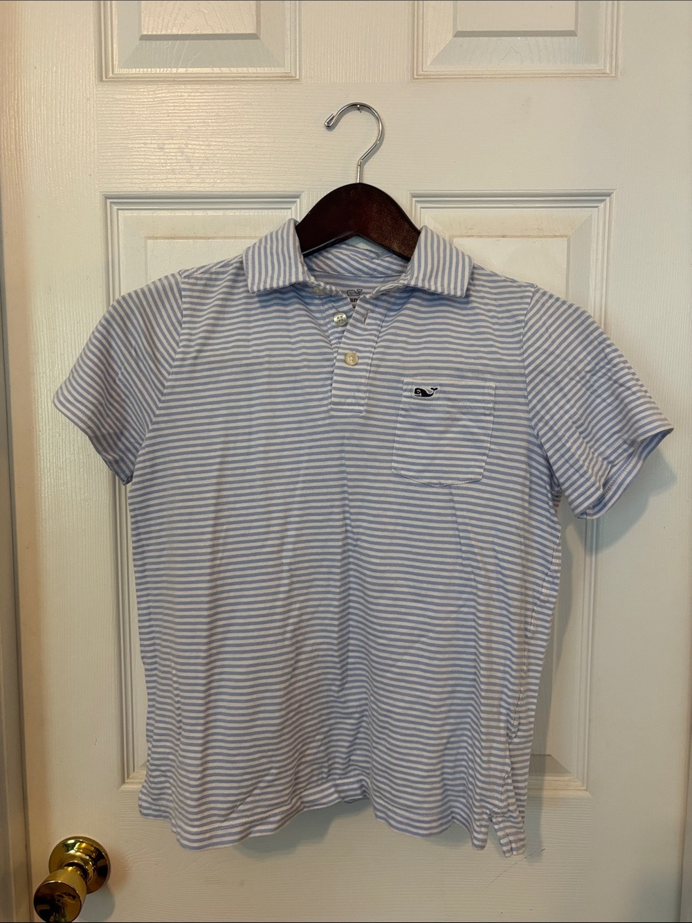 Vineyard Vines Boys Light Blue & White Striped Polo Shirt